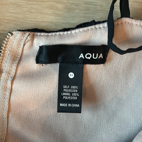 AQUA Black Illusion Crochet Lace Corset Bodice Midi Party Dress M - Picture 7 of 9